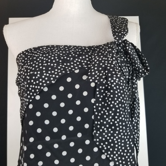 J.Crew Silk One Shoulder Bow Polka Dot Top NWT - Picture 2 of 8